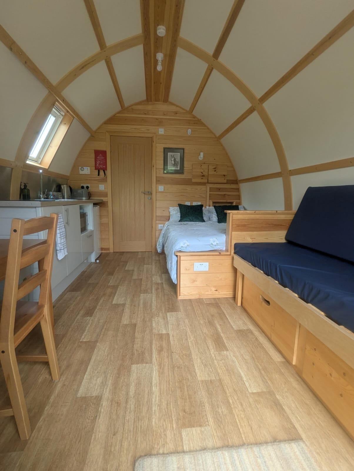 Lake District glamping cabin living space