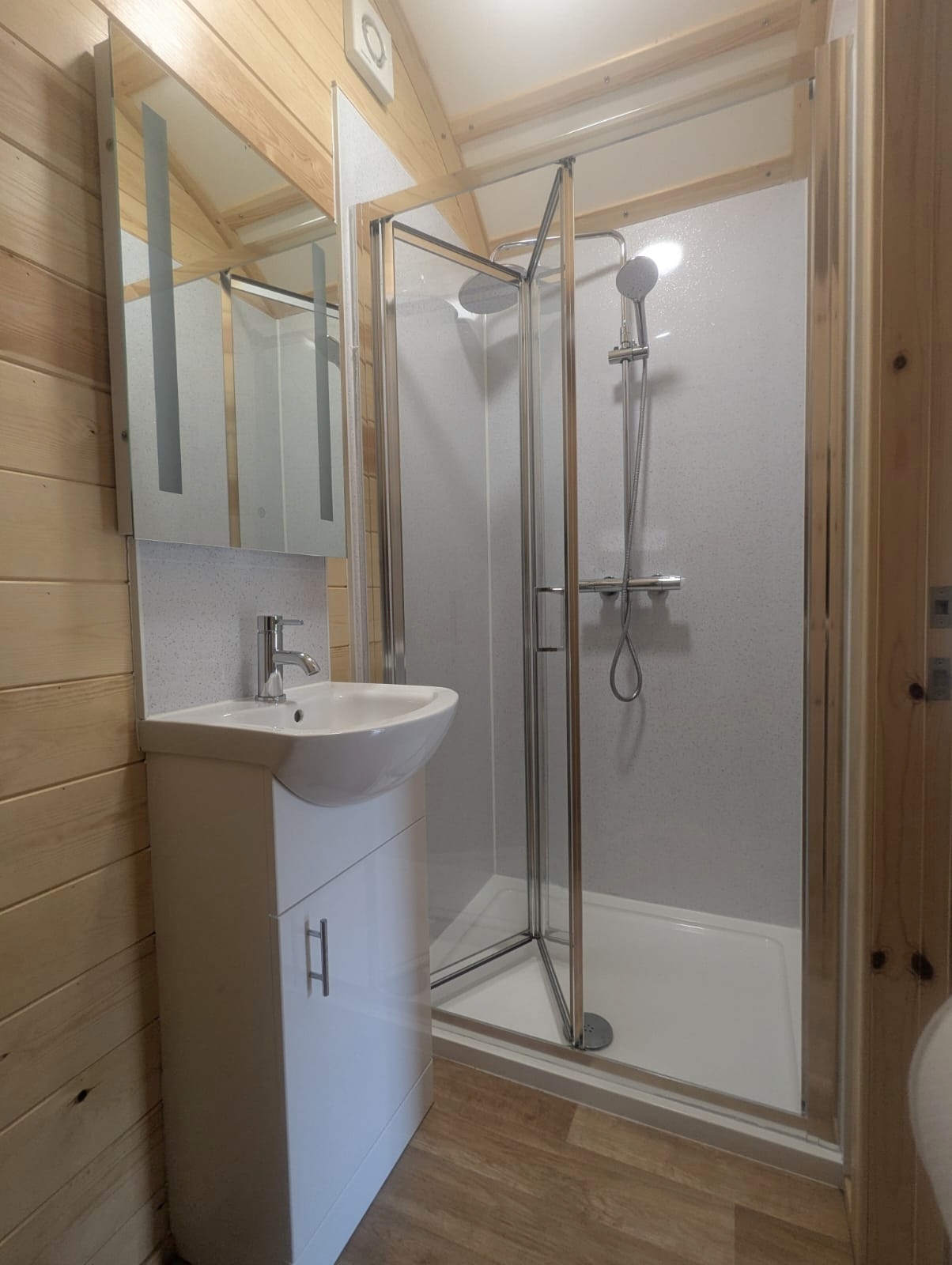 Lake District glamping cabin shower